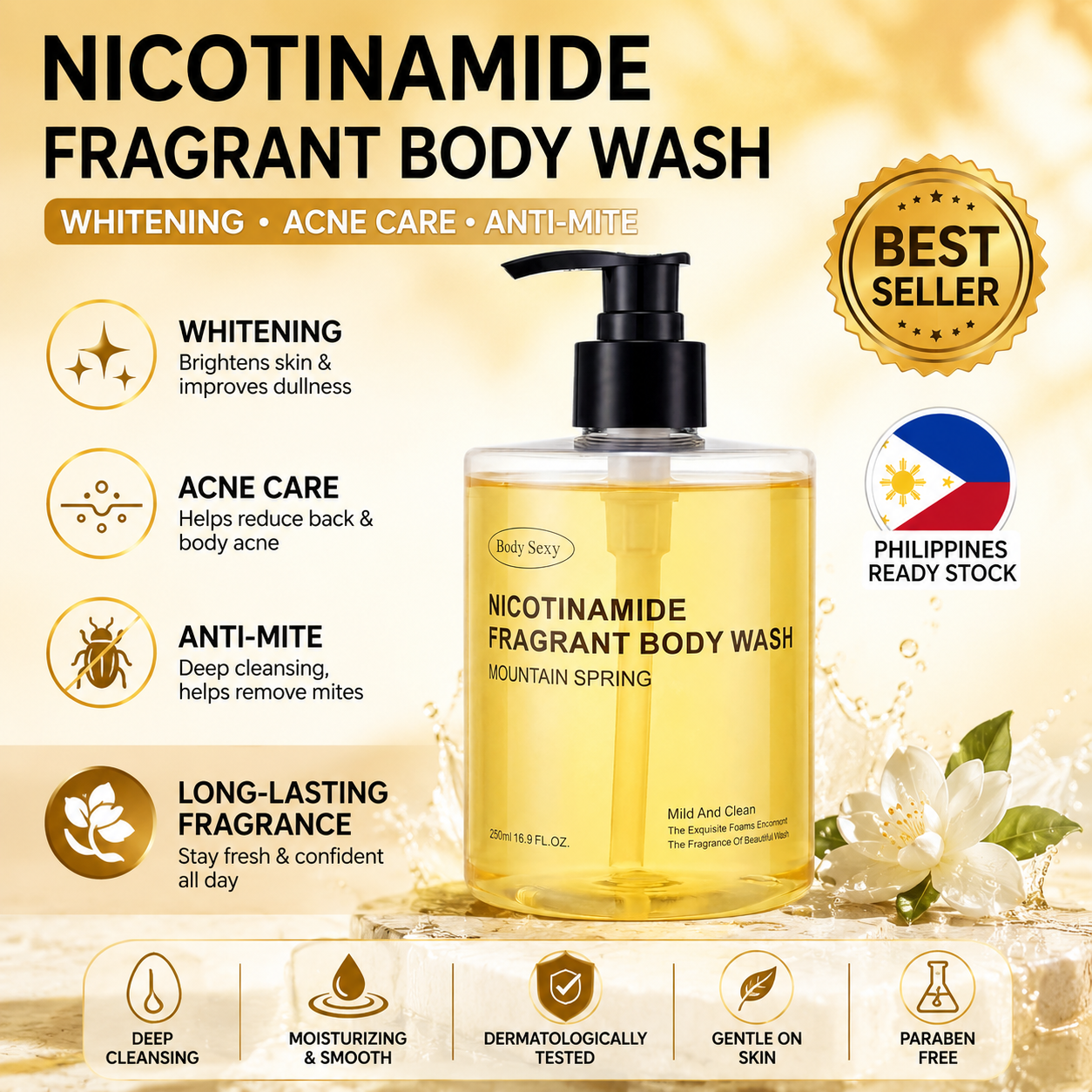 BodySexy Niacinamide Whitening Fragrance Shower Gel Body Wash